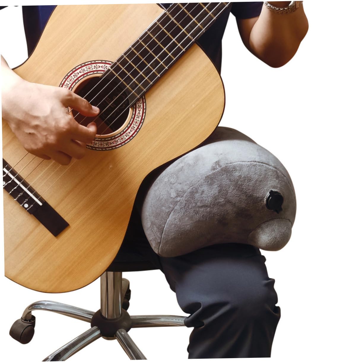 Gitarrenbeinstütze Basskissen Aufblasbare Gitarrenstütze Höhenverstellbar Tragbares Gitarrenkissen für Bequemes Üben Einstellbarer Gitarrenständer für Gitarrengriffbrett
