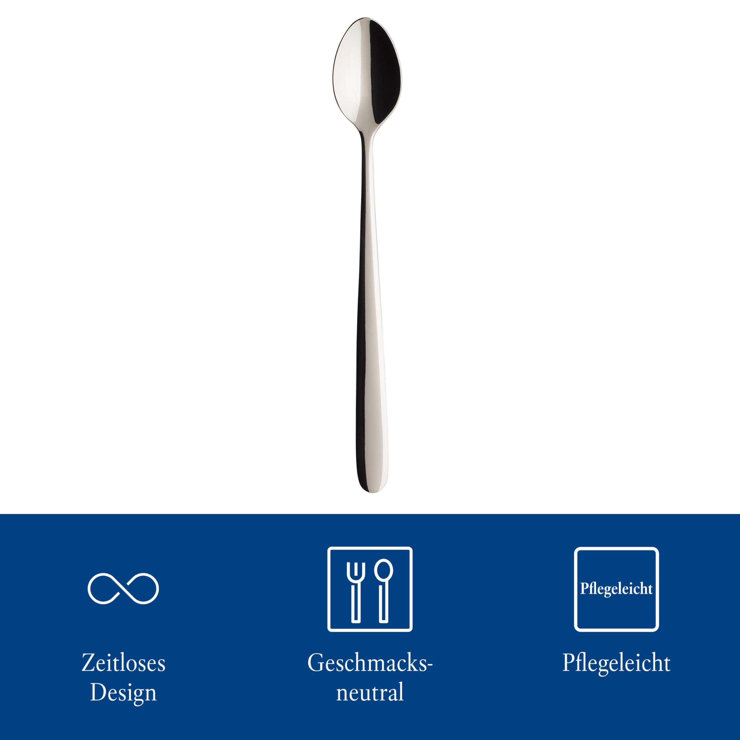 Villeroy & Boch - Daily Line 6-częściowy zestaw łyżeczek do latte macchiato, srebrne, nadają się do mycia w zmywarce, łyżki do latte macchiato, łyżki do lodów, platyna, stal nierdzewna