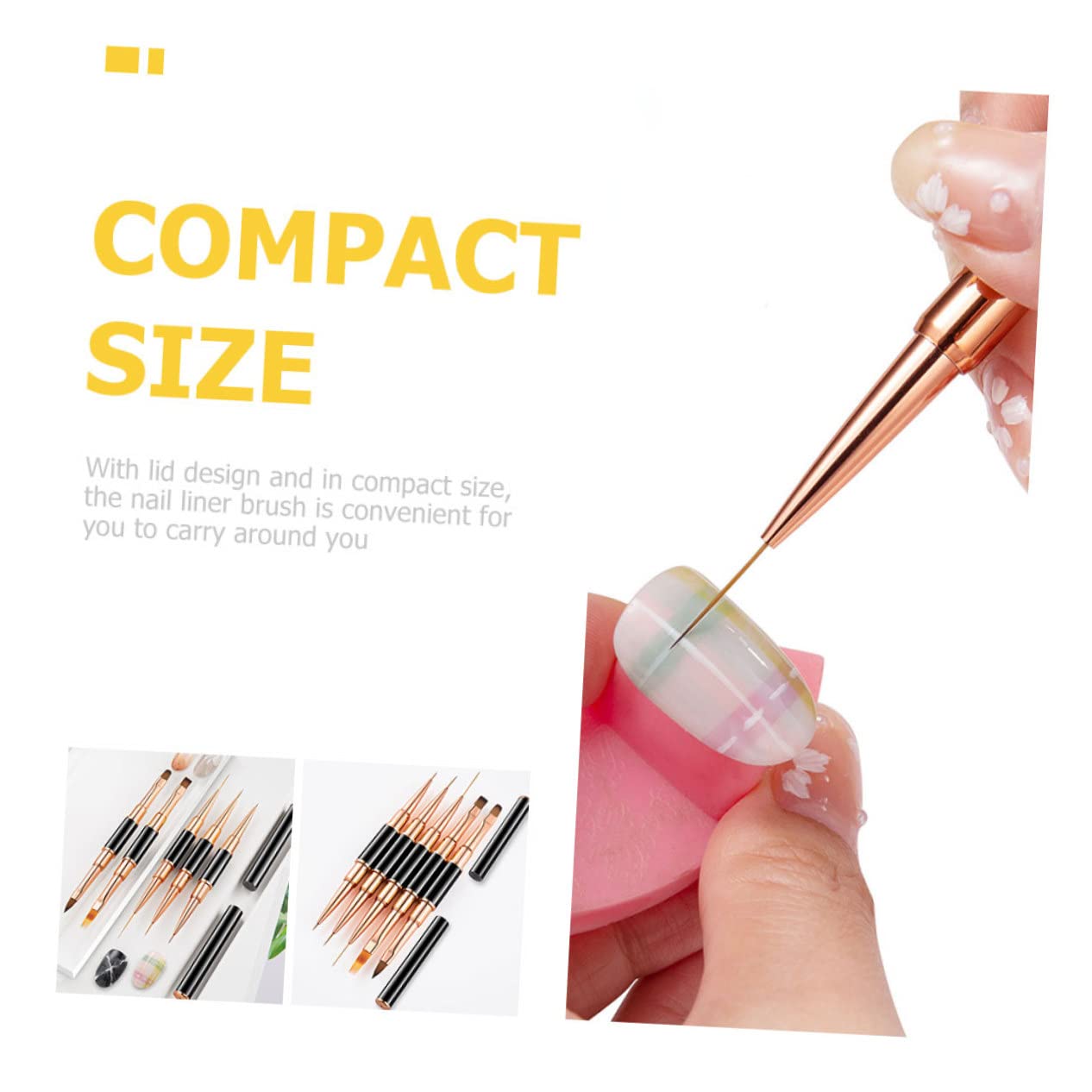 FOMIYES 3 Set Di Pennelli Per Nail Art Oro Rosa Penne Per Nail Art Pennelli Per Disegno Forniture Portatili Per Nail Art Strumenti Per Nail Art 5 Pezzi*3