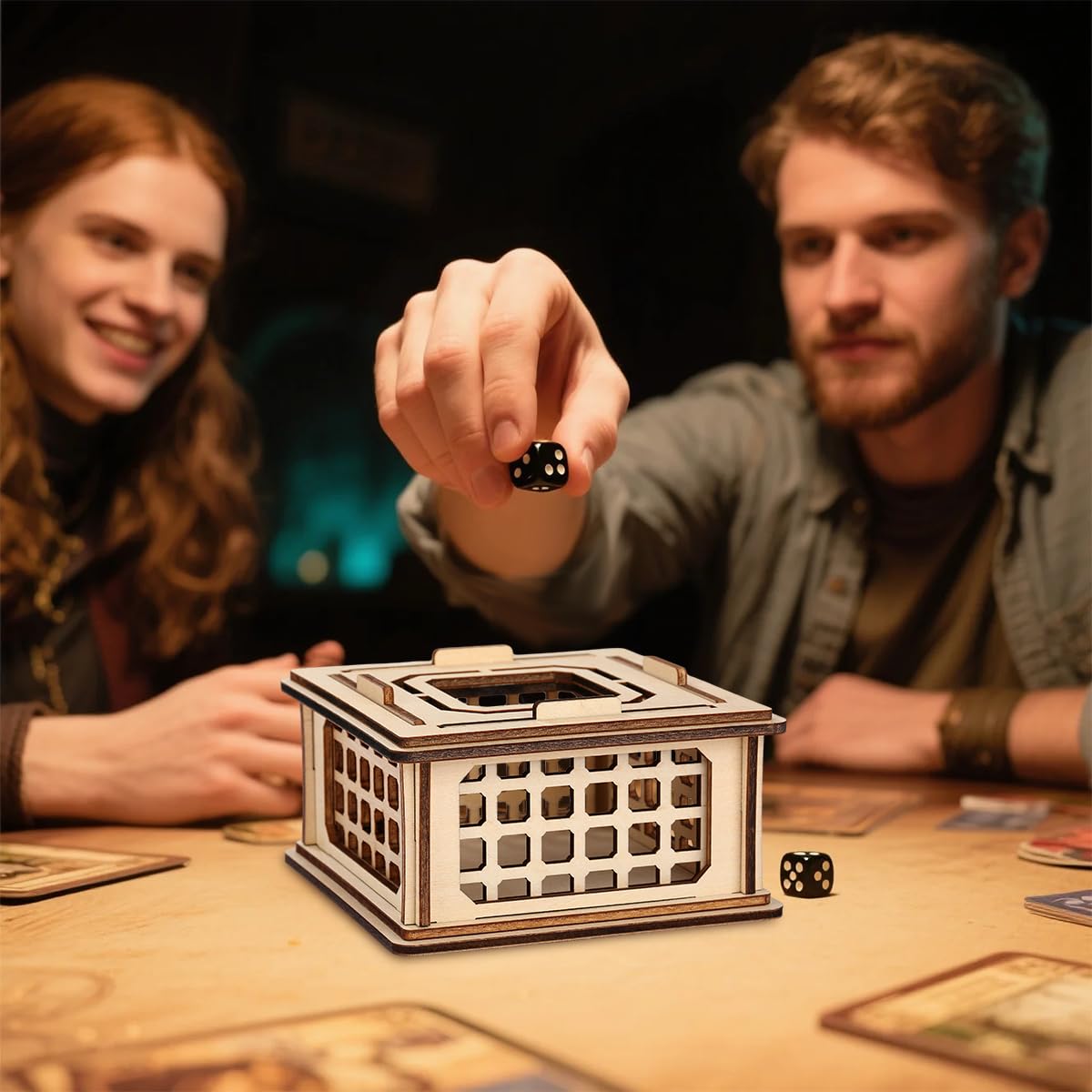 Wooden Dice Prison Box, Lattice Barred Design, RPG Accessories, DND Bad Dice Jail - Image 4