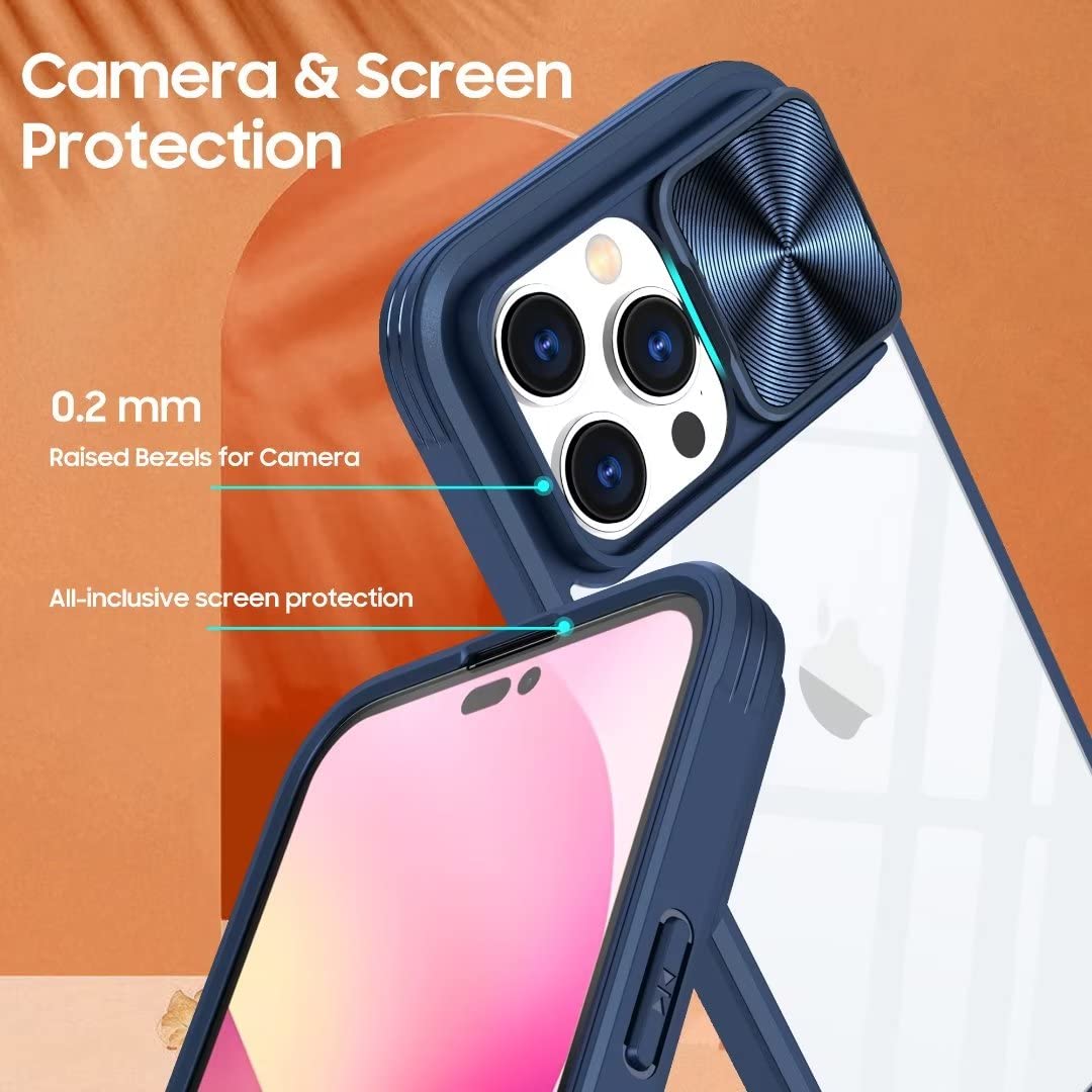 FMPCUON Cover Per IPhone XS Max – Custodia 3 In 1 Con Protezione Fotocamera Scorrevole, Trasparente, Rosa-blu - 5