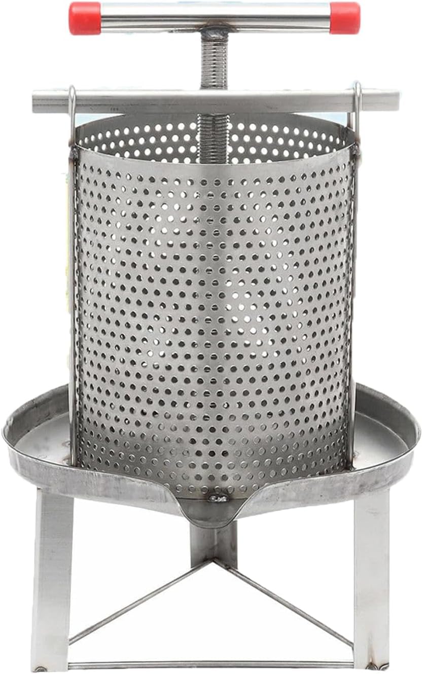 Fruit Wine Press, 2.6 Gallon Stainless Steel Fruit Honey Presser, Apple Cider Press Juice Crusher Cider Press for Juice Wine Beeswax Making