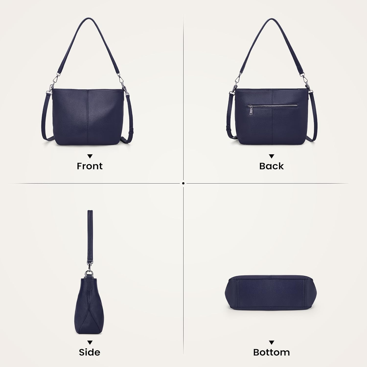 befen Genuine Leather Purse for Women Soft Crossbody Purse Hobo Bag Women's Shoulder bag Handbags with 2 Removable Straps - Image 6