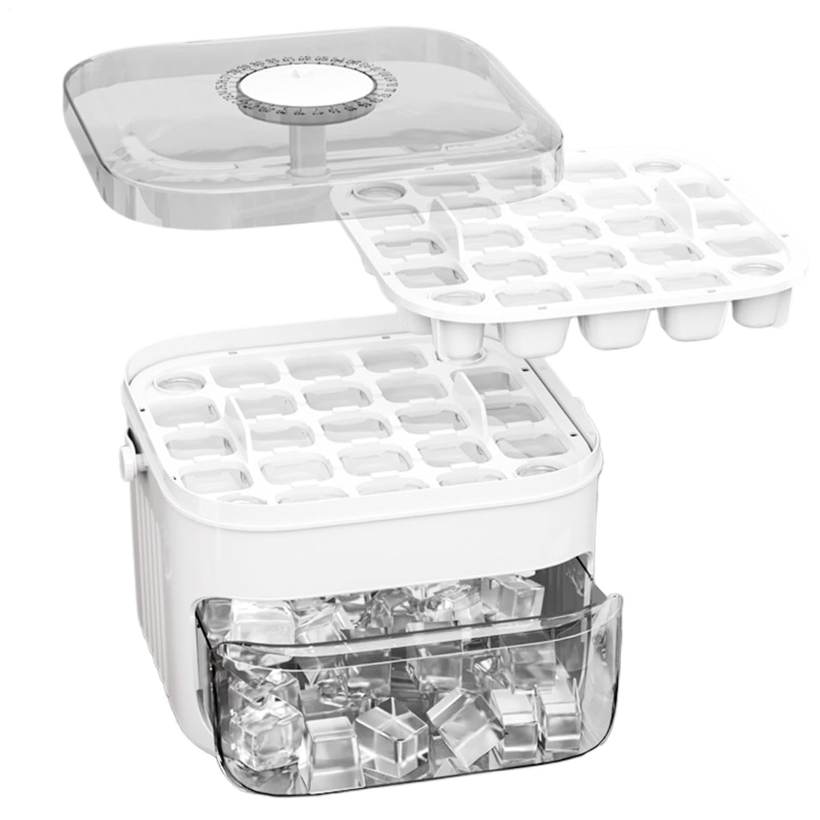 50 Cube Ice Maker with Easy Press Lid, Double-Layer Ice Cube Tray