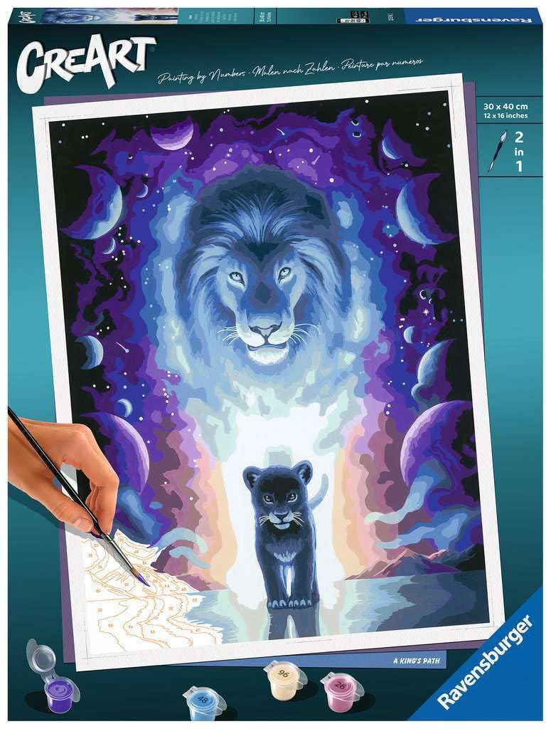 Ravensburger CreArt 23516 - La via del re - Pittura con numeri per adulti, set di pittura fai da te con pennello e colori acrilici, regalo per donne e uomini, pittura per adulti