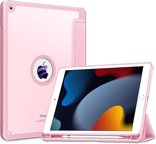 DTTOCASE - Funda para iPad de 9, 8 y 7 generación de 10.2 pulgadas (versión 202120202019), parte trasera mate, funda de marco de TPU soporte para