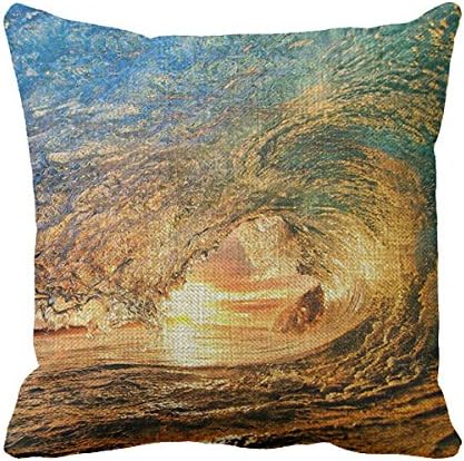 LetterT Ocean Decorative Cushion Covers Ocean Wave Square Linen Throw Pillow Throw Cushion Cover