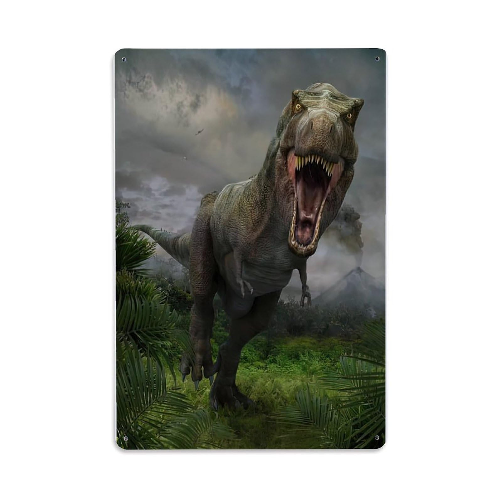 Dinosaur T-rex Tyrannosaurus Rex Art Metal Tin Sign Plaque Wall Decor for Cafe, Club Bar, Office, Home Garden Metal Poster 8x12Inch