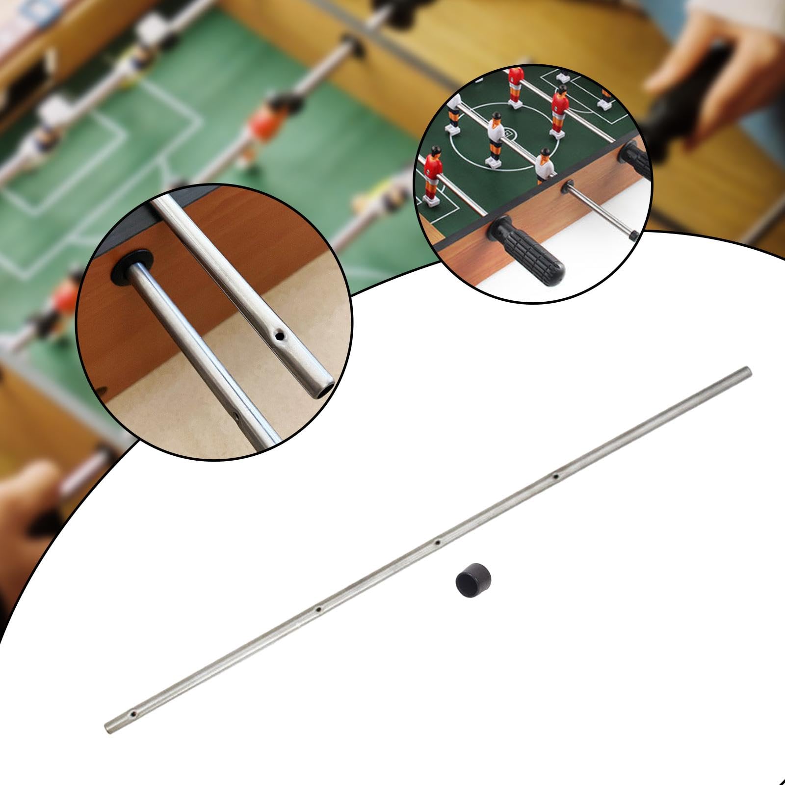 Harilla Asta in Metallo per Biliardino, Stecche Calcio Balilla, Diametro 8 Mm X 44 Cm, Un Foro per L'Asta di 2,5 Mm di Diametro, Progettato per Biliardini da Tavolo con Una Lunghezza di 0,5 M