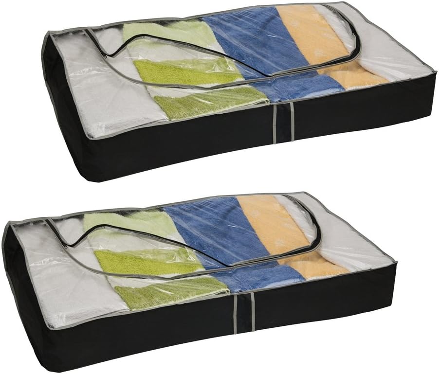 Under-Bed Storage Chest Comfort Line Window Moth Storage; Summer and Winter Clothing 2 Piece Set Black
