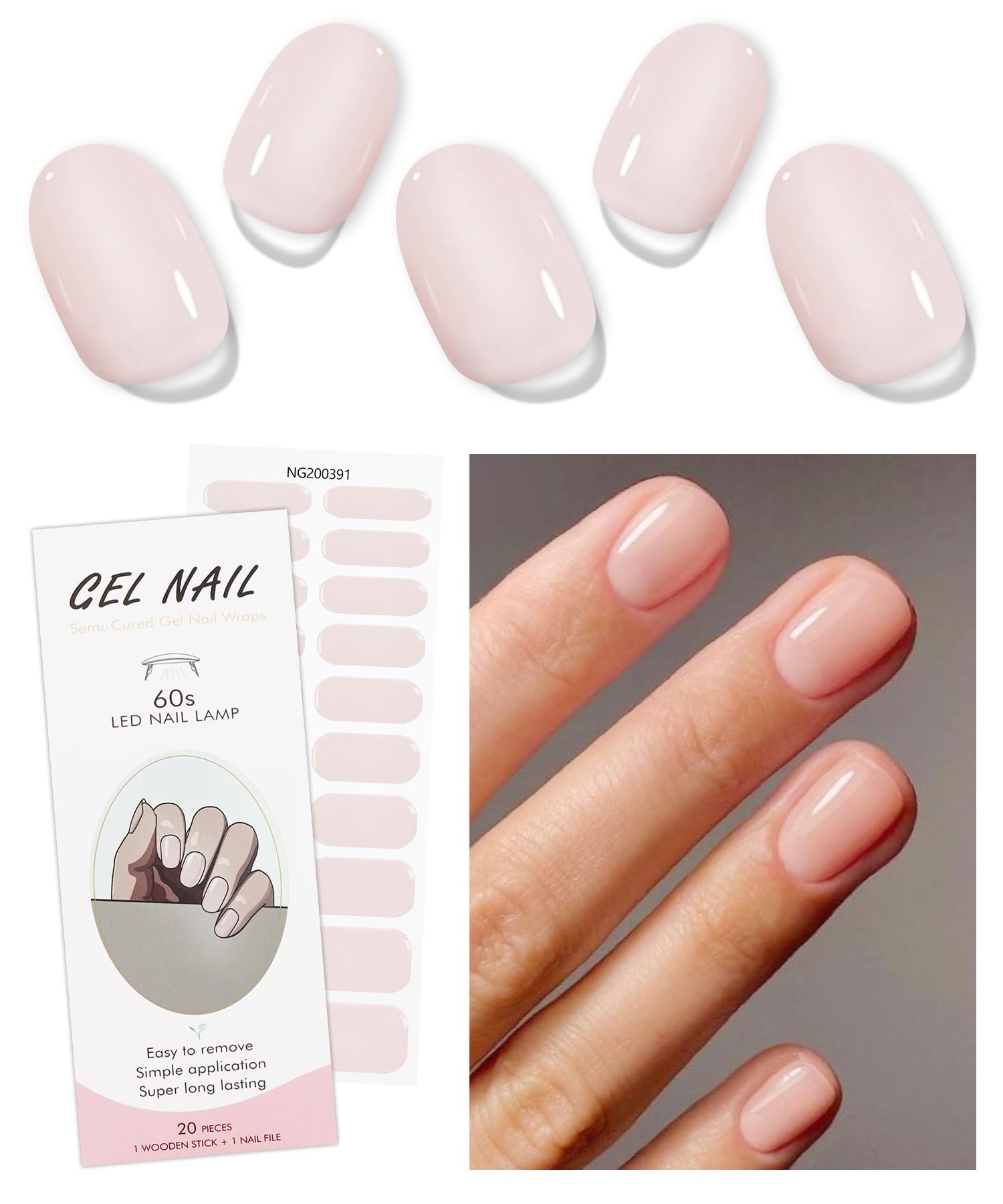 Amazon.com: JMEOWIO Semi Cured Gel Nail Strips Gel Nail Stickers