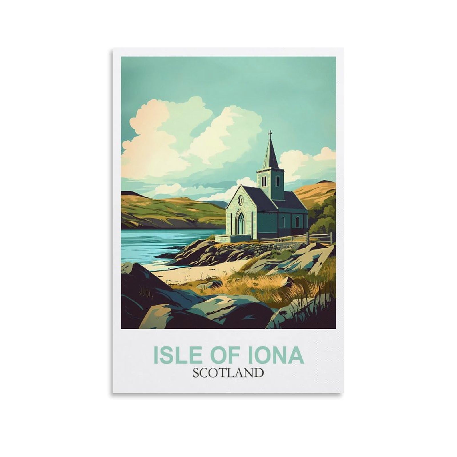 Ymqwjylw Unframe-Style Isle Of Iona Scotland Vintage Travel Poster 08X12inch(20X30cm) Canvas Printing Home Decor Wall Art Prints