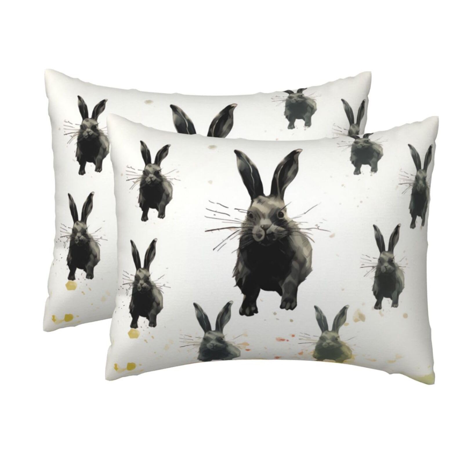 2 Pack Standard Pillow Cases with Hidden Zipper, Soft Breathable Pillow Covers for Hair and Skin, Rabbits Silhouette Pillowcases 20"x26" Bed Pillow Protectors Cover for Sleeping Gifts