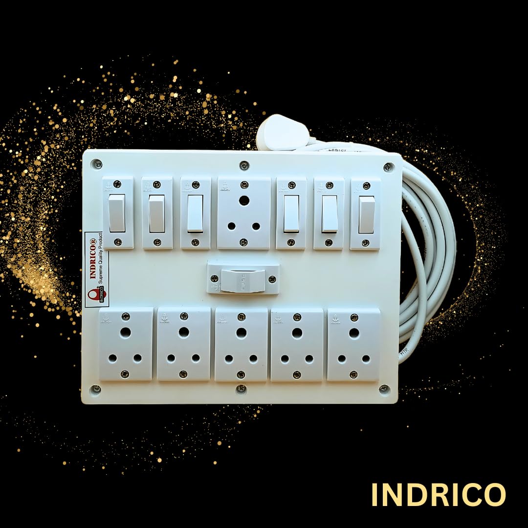 INDRICO® Extension Box 6 Sockets and 6 Switches, Fuse with Heavy Duty Cable White (5 Meter) — Amazon image 8