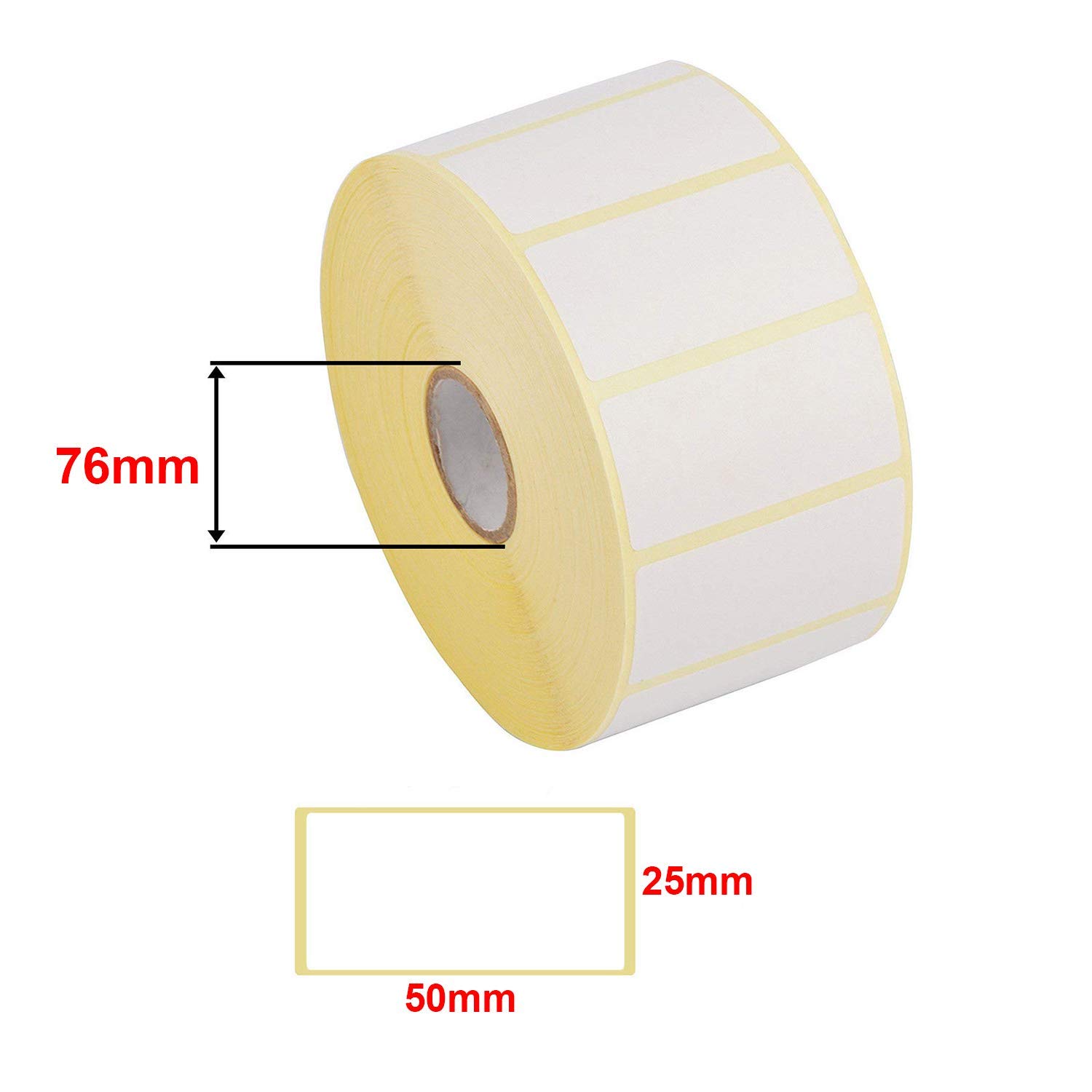 Weddecor Autoadesivo Appiccicoso Indirizzo Mailing Etichette Rotolo Vuoto Scrivibili Adesivi Per Buste Multiuso Casa Ufficio Uso, Bianco, 50mm x 25mm, 76mm Core