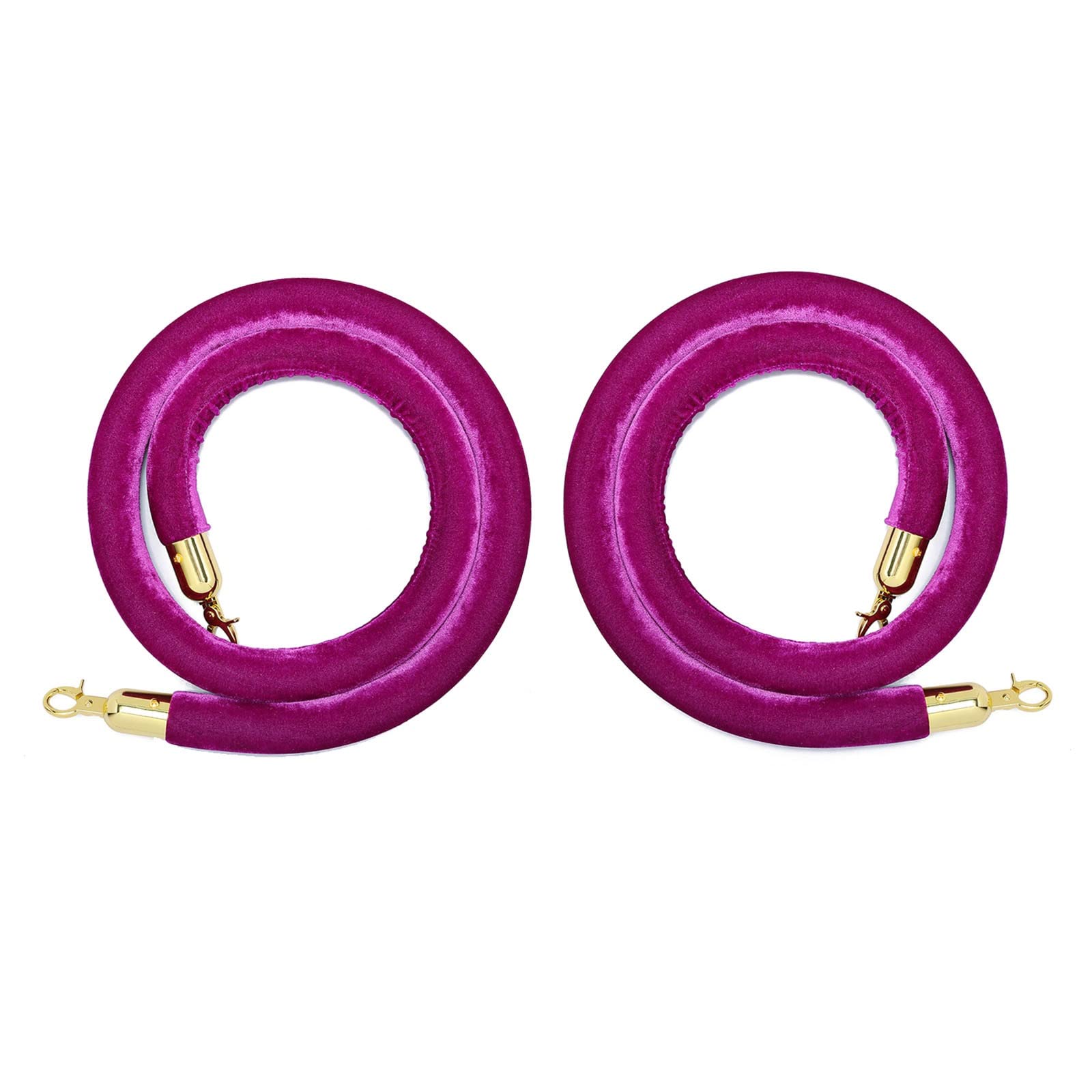 Aioneer 2.4M Velvet Stanchion Rope With Gold Hooks – Queue Barrier, 0.9M To 3M Stanchion Posts In Green, Red, Blue, White & Black For Event & Crowd Control Management-Purple-275cm/9ft