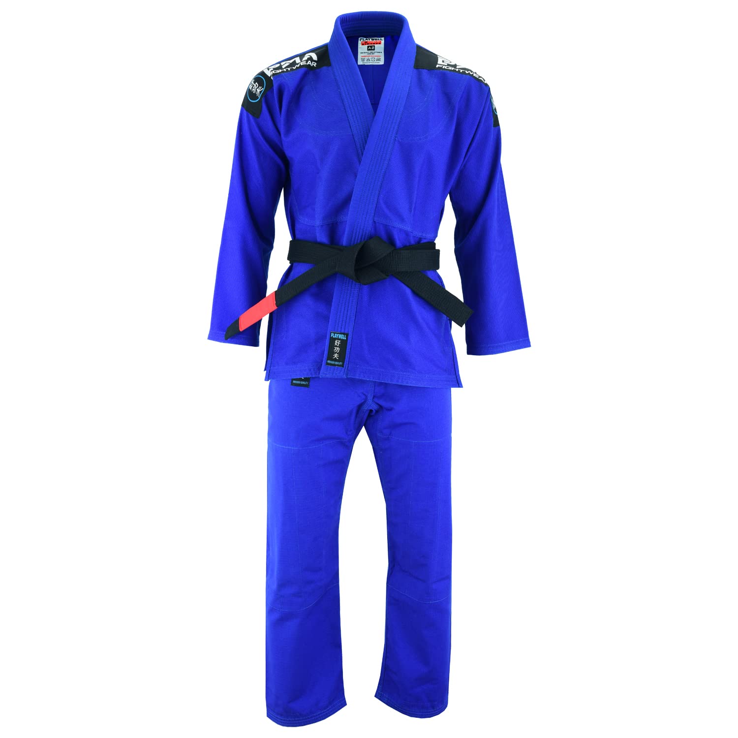 Playwell Pro Mens BJJ GI Jiu Jitsu Uniform Suit (Comes with Free Ju Jitsu White BELT) - Blue (A3)