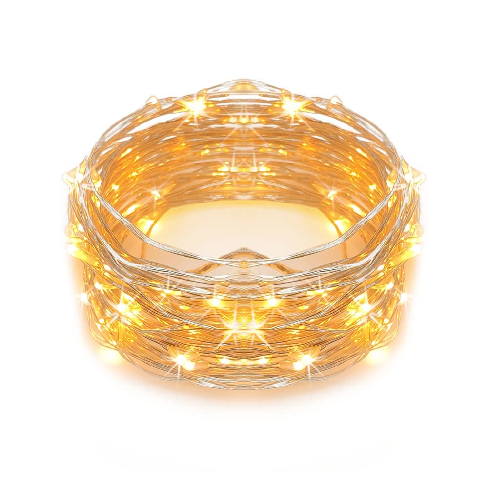 Onlinestreet Multicolour Plug-In Colour Changing Fairy Lights For Indoor And Outdoor Xmas With Spacing: 8Cm, Length Of The Wire: 15.92M/52Ft, Maximum Power: 1.6W, Bulb Rating: 2V 0.016W - Main Powered (Warmwhite, 200 Lights)