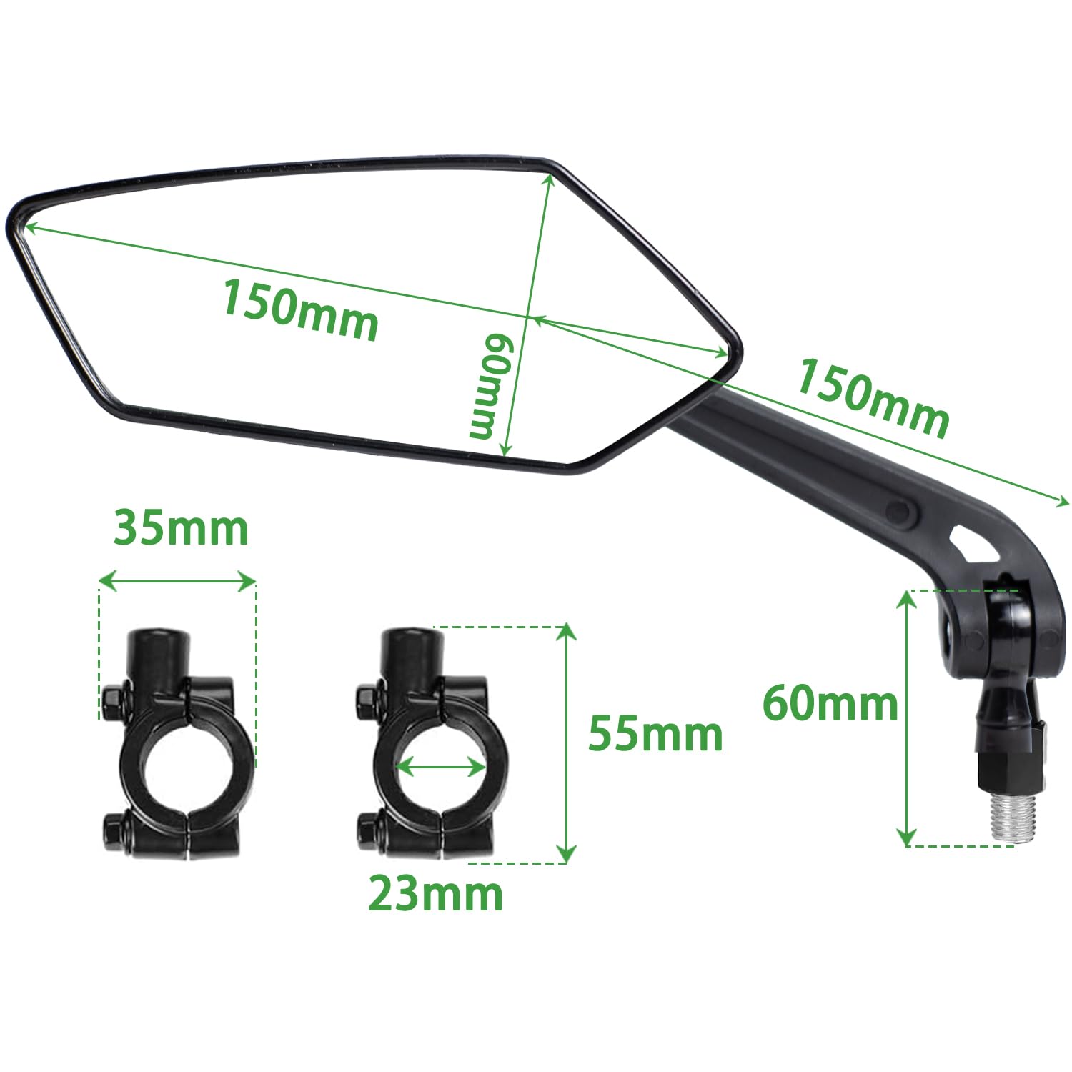 WUBAYI Set di 2 specchietti retrovisori di sicurezza regolabili a 360° per manubrio di bicicletta, vetro HD antiriflesso, resistente alle vibrazioni e durevole, adattamento universale 21-32 mm (MTB