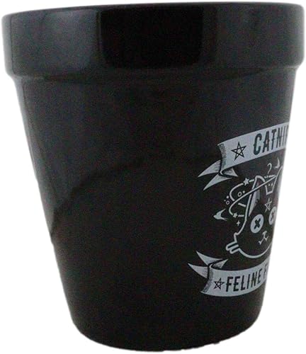 Miniatura 10 de Ebros Gift Wicca Witchcraft - Maceta gótica de cerámica negra mágica, maceta floral de alquimia oculta, maceta de alquimia, pulgar, verde,