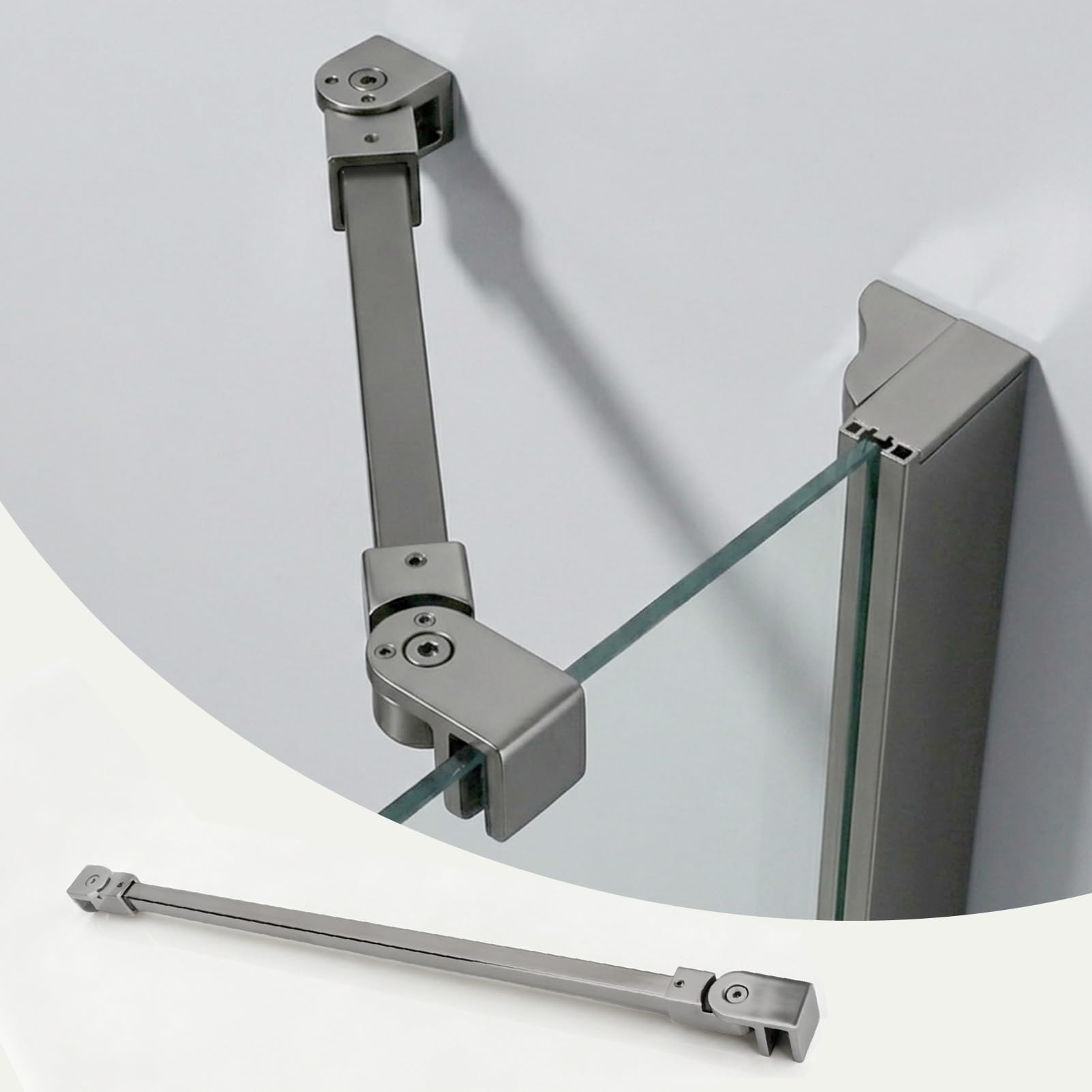 Shower Screen Support bar 16 24 36 48 60 in Shower Glass Support Bar, Shower Enclosure Stabilizer Rod with 180° Pivot, Wall-to-Glass Secure Fixed Brace Arm for Shower Door(Dark Gray,27.6in/700mm)