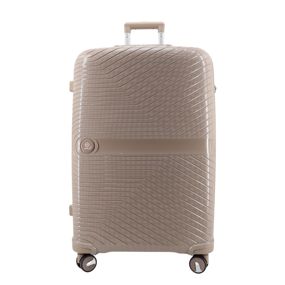 Solid walizka transportowa z możliwością rozbudowy, beżowa, 100% polipropylen, duża 75 x 50 x 30 cm, 4 ciche podwójne koła, 4,1 kg, z zamknięciem TSA