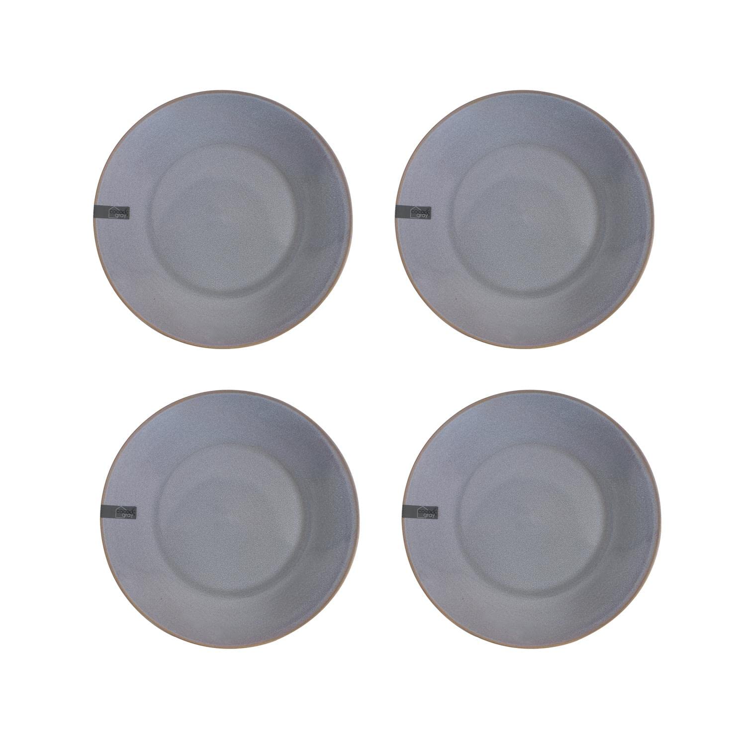 Set of 4 Side Plates Reactive Glaze Stoneware Blue Green Grey Dinnerware Boho Home Kitchen