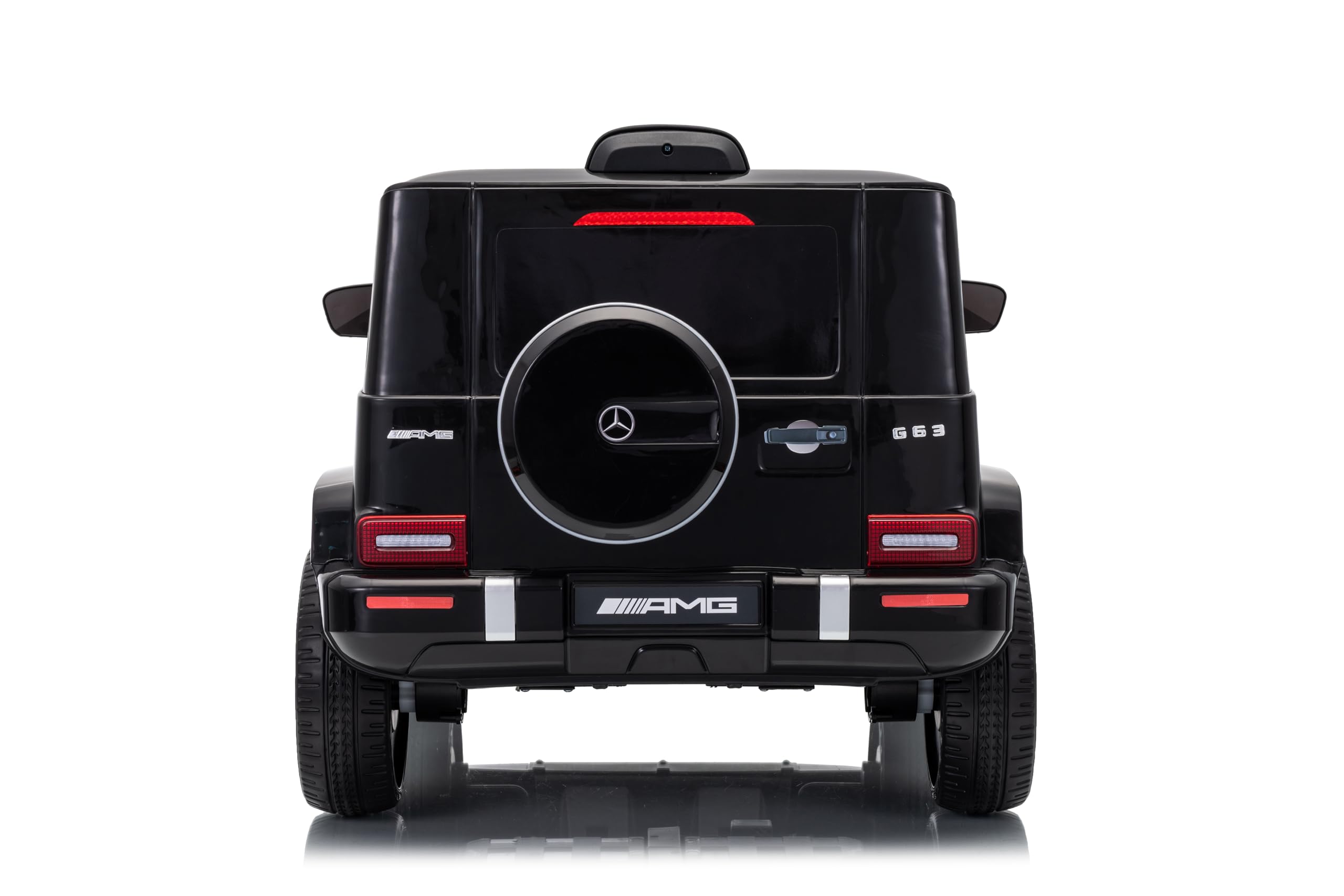 FINOOS Mercedes G63 AMG auto elettrica per bambini con telecomando, sedile in pelle, nero