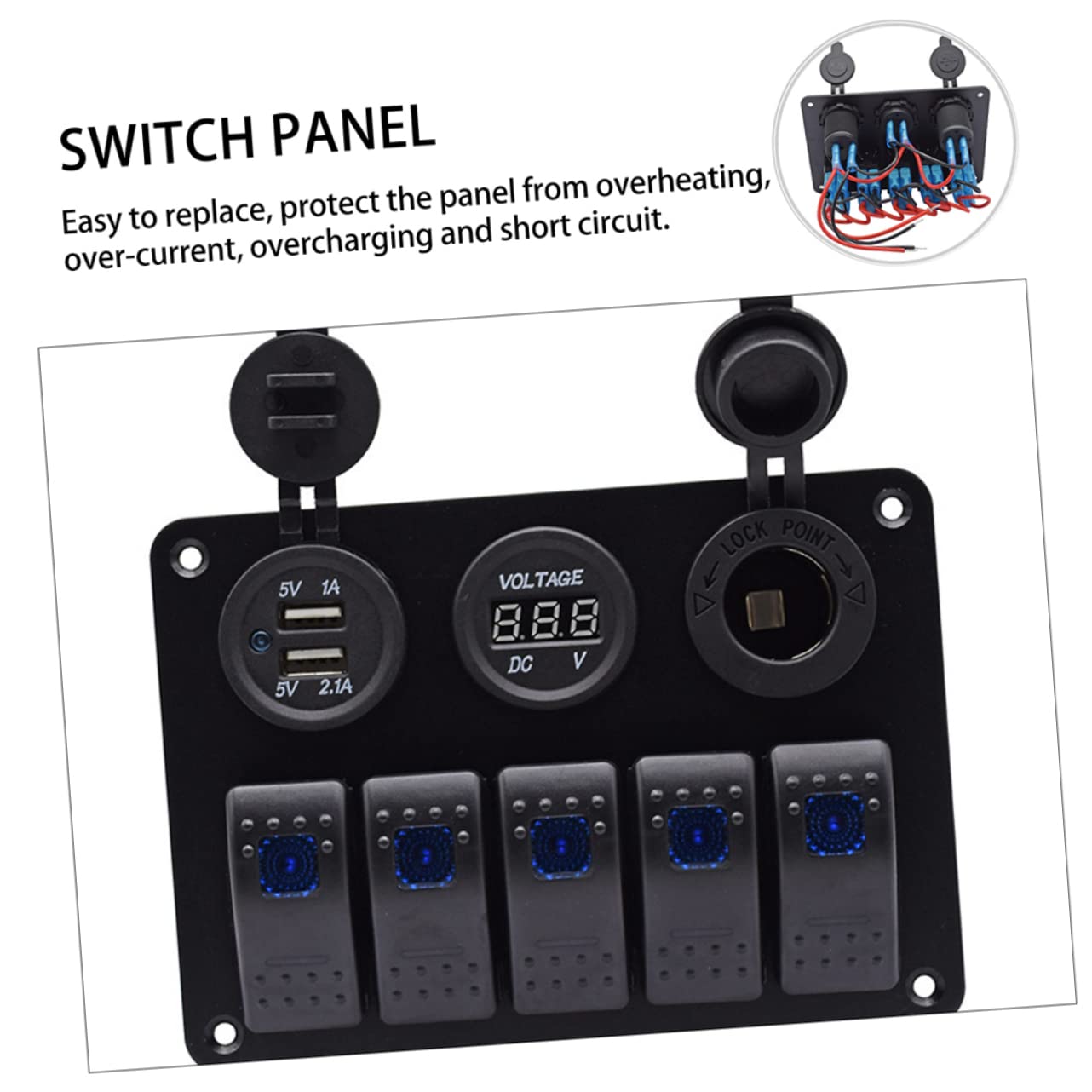 Tofficu Position Switch Panel Boat Panel Switch for Truck Rv Yacht Modification Circuit Breaker Voltmeter Display