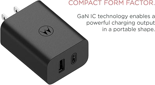 Miniatura 3 de Motorola Cargador TurboPower Share de 50 W - Doble puerto USB-A y USB-C, potente USB-PD (suministro de energía) y salidas QC3.0 con cable USB-C de