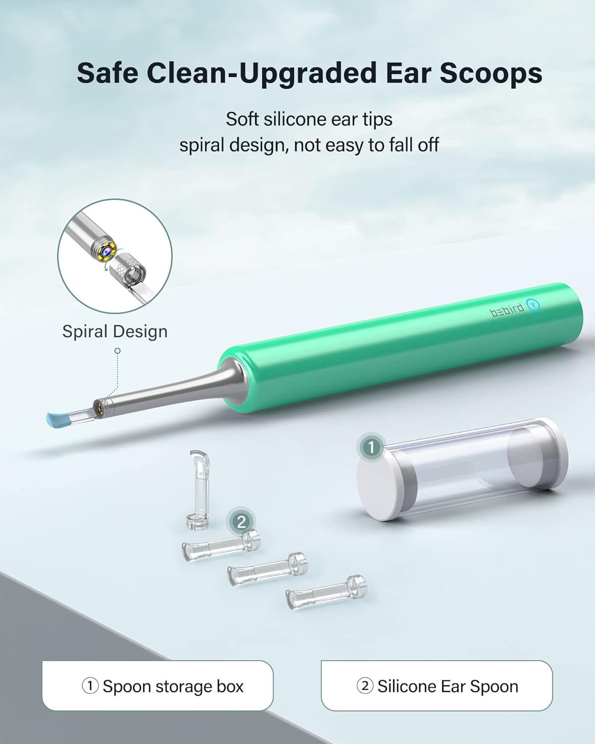 BEBIRD® C3 Ear Wax Removal Tool with Ear Camera, Ear Cleaner with 1080P HD Otoscope, 6 LED Light and 4pcs Ear Scoops Cleaning Kit, Earwax Camera for iOS and Android, Green : Health & Household