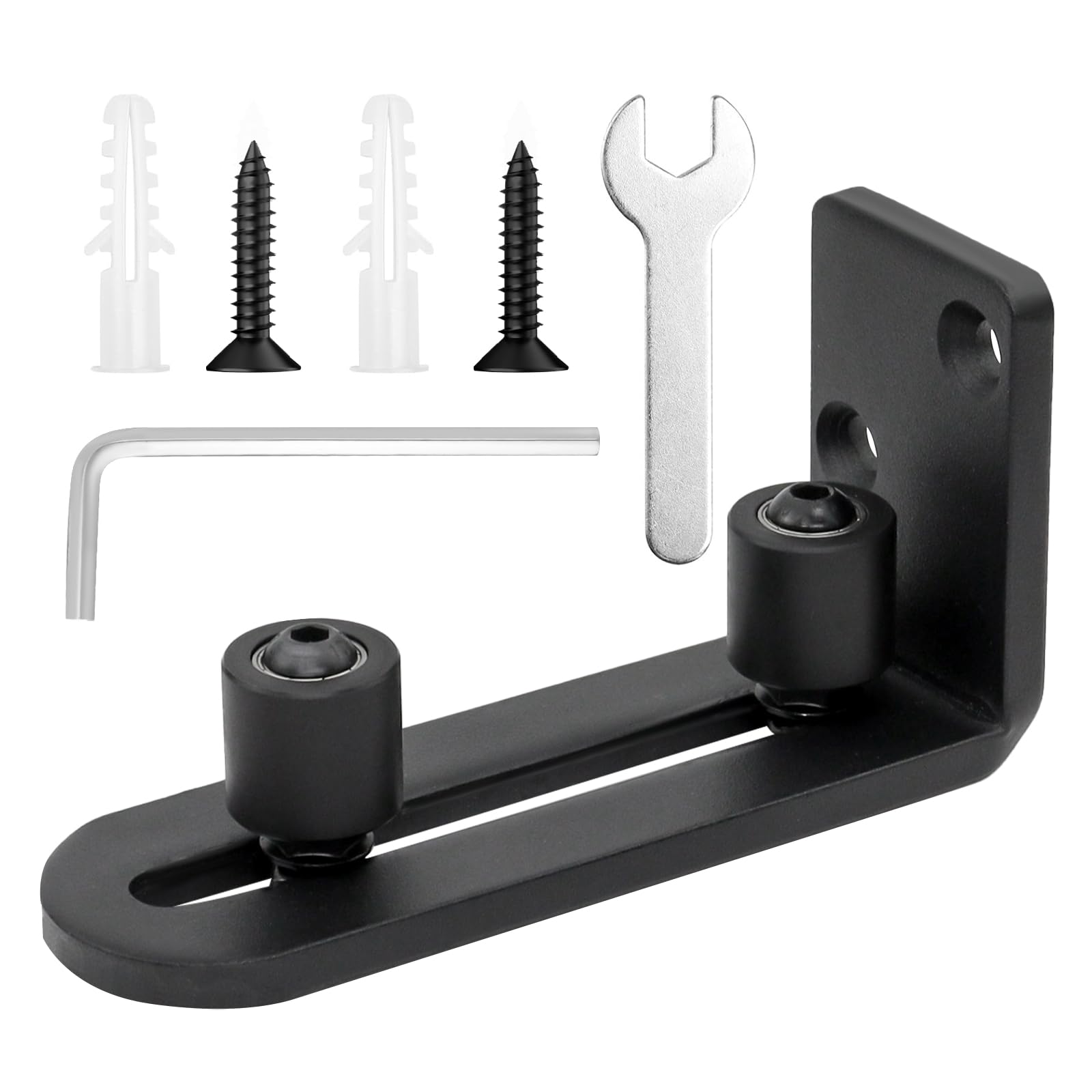 Ajustable Guide de Plancher, Guide Inférieur avec Vis D'expansion, Guide de Plancher Porte Coulissante Convient Portes Coulissantes, Noir
