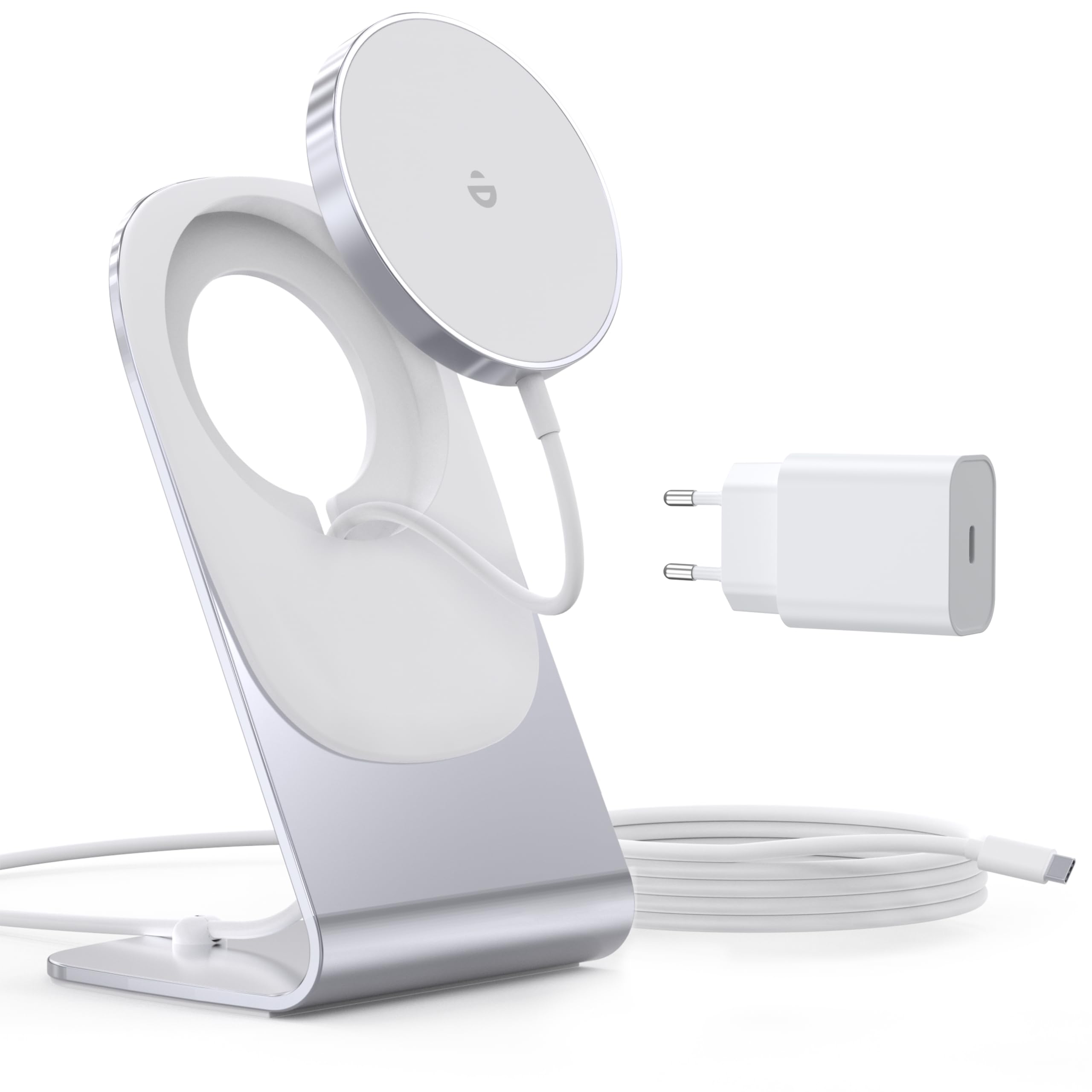 Mag Safe Ladegerät, iPhone Ladestation mit 20W USB-C Adapter, Induktive Ladestation Wireless Charger, Kabellos Schnellladegerät kompatibel für iPhone 17e/17/16/15/14/13/12 Pro Max/Air/Plus/Pro