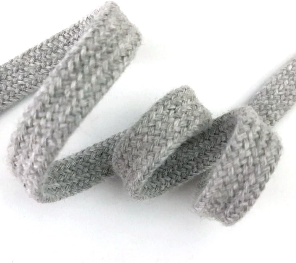 Anrox Supply Co. 3/8" Heather Grey Braided Cotton Flat Cord Drawstring Drawcord Lace Trim 5YDS