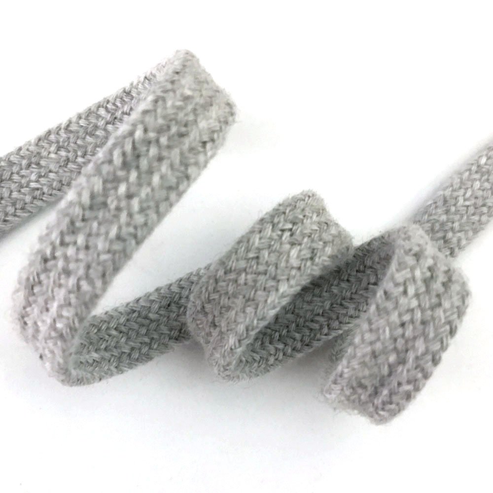 Anrox Supply Co. 3/8" Heather Grey Braided Cotton Flat Cord Drawstring Drawcord Lace Trim 5YDS