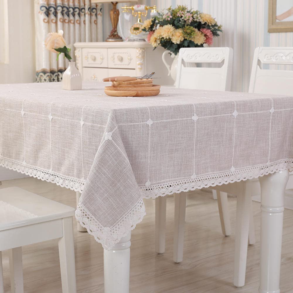 Mantel de Mesa Rectangular de Tela Manteles Algodón y Lino Transpirable Lavables Antimanchas para Decoración de La Mesa de Comedor Beige C 60 × 120cm