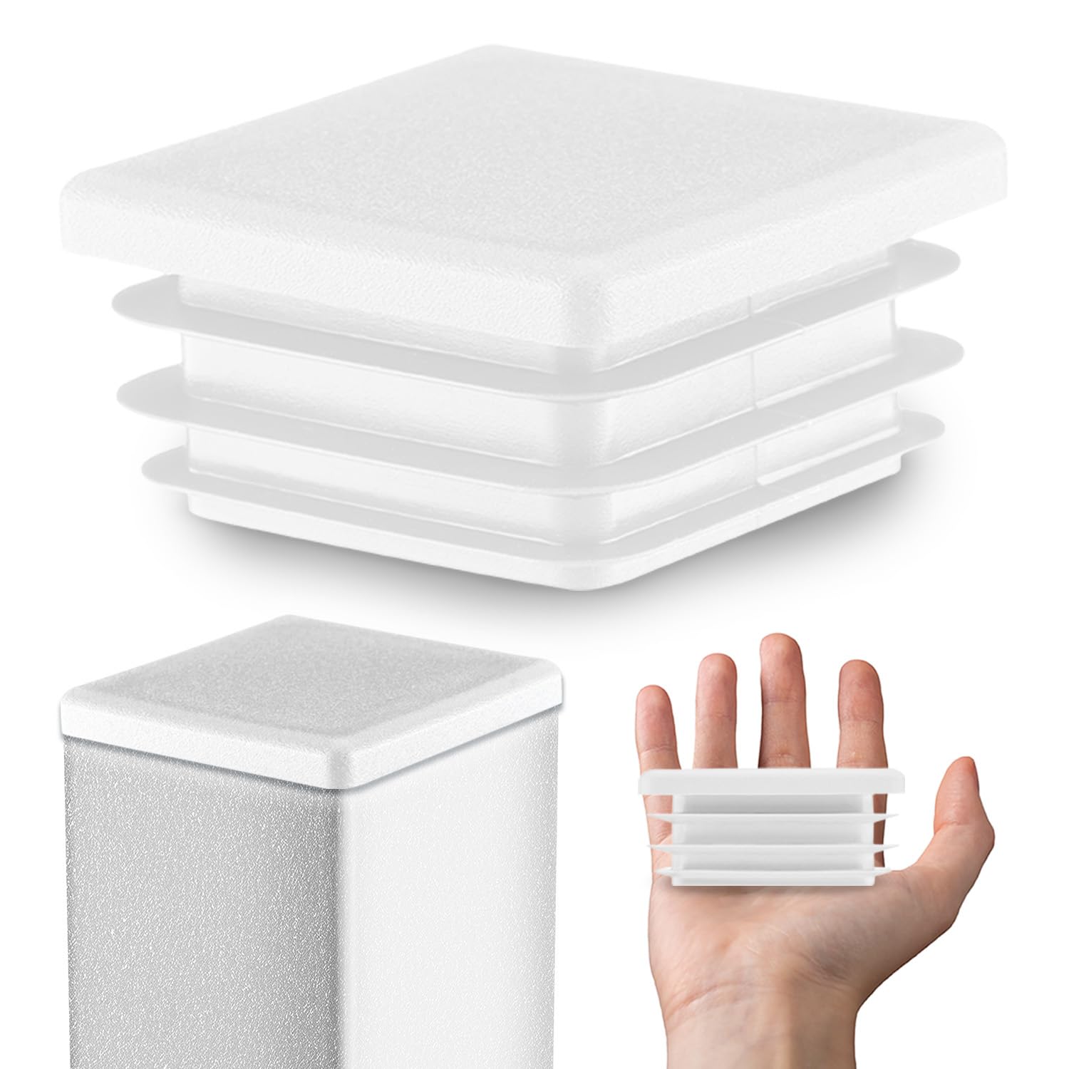 Lamellar plugs End caps for square pipe 70x70 mm 5 pcs. White RAL 9010 Plastic End Caps 7x7 cm EMFA ®