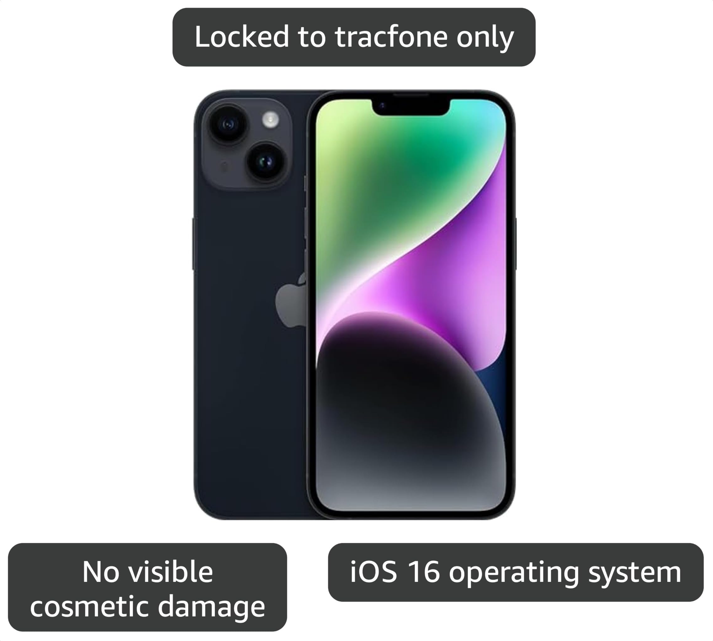 Amazon.com: Apple iPhone 14, 256GB, Midnight - Unlocked (Renewed