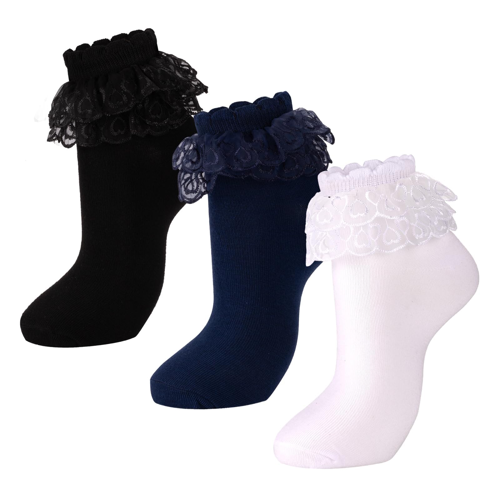 Dicry Women's Ruffle Socks Cotton Frilly Ankle Lace with Box