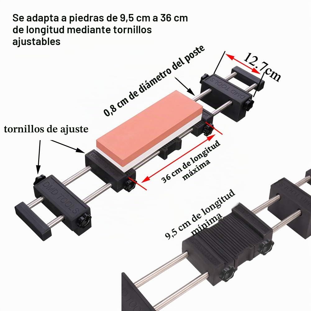 Soporte para piedra de afilar, soporte para piedra de afilar de puente de fregadero con goma antideslizante ajustable para fácil pulido de acero inoxidable 304