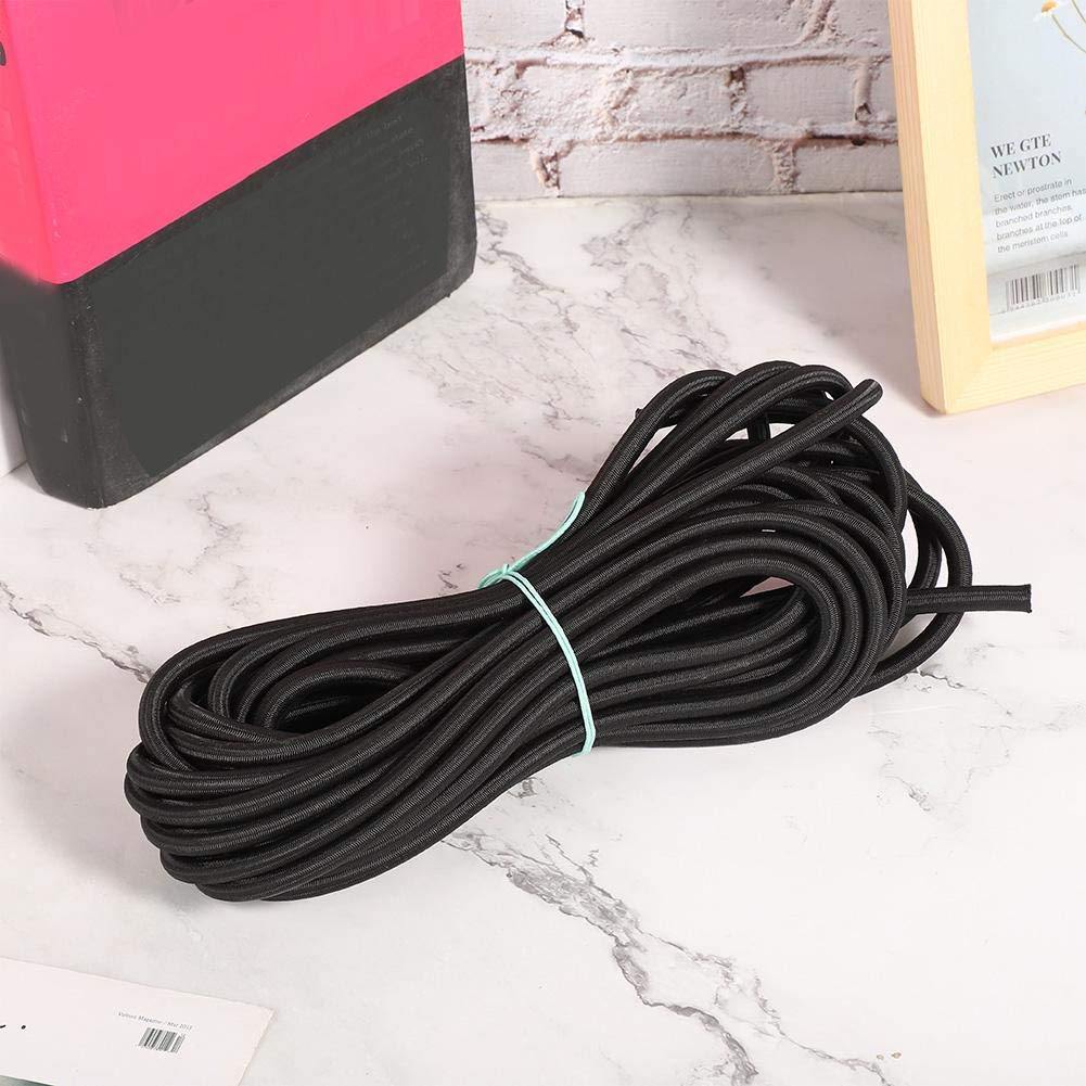 Cordon Élastique 10m X 3mm Avec 30 Pinces Et 24 Arrêts - Noir Solide Pour Vêtements Et Bricolage