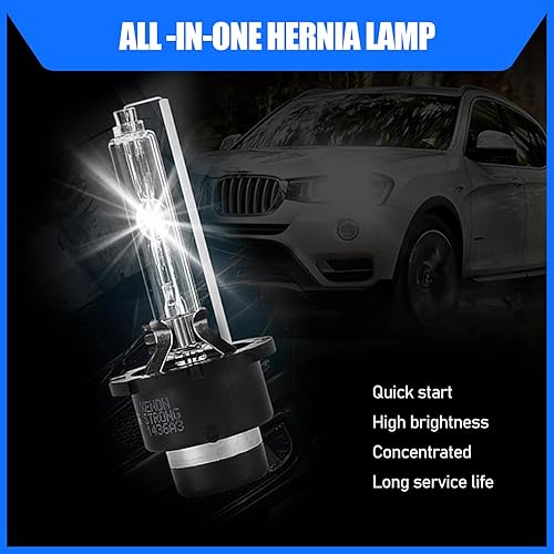 Miniatura 3 de gunhunt 2 bombillas de xenón HID D2S para automóvil, luz blanca superbrillante para automóvil, 6000 K con base de stents de metal, bombilla Plug and