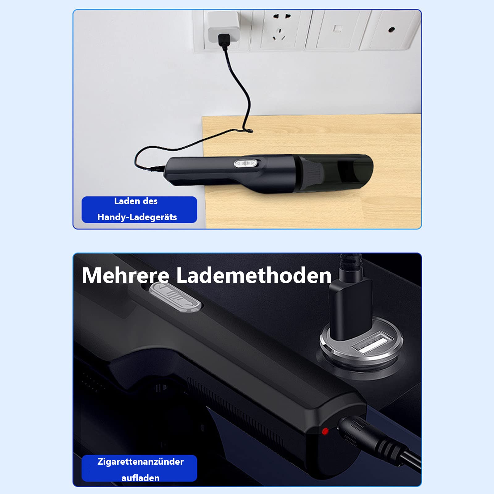 Odkurzacz ręczny, 6000 PA, wydajny odkurzacz samochodowy, 120 W, bezprzewodowy odkurzacz samochodowy, z akumulatorem 4000 mAh, do sierści zwierząt, samochodu, kuchni, laptopa, czyszczenia klawiatury
