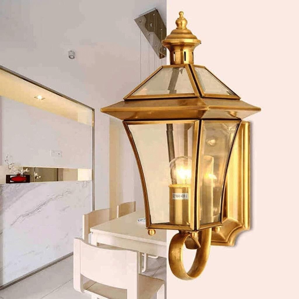 Wejścia Lampa Zewnętrzna Copper Outdoor Wall Light Waterproof Glass Exterior Sconce Garden modern Outside Lamp For Hallway Oświetlenie Ogrodu