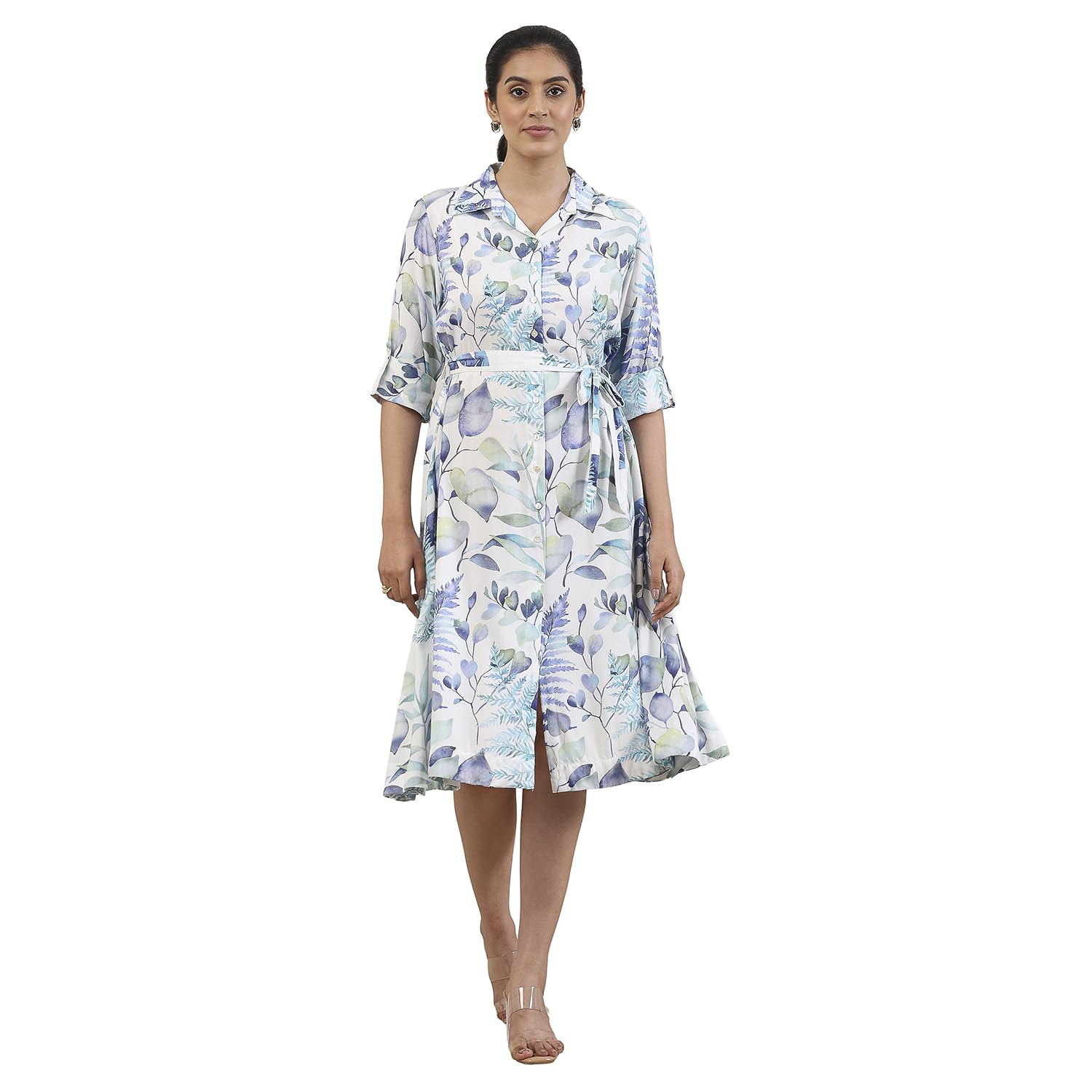 biba Women Blue Viscose Rayon A-Line Dress_34-picture-11