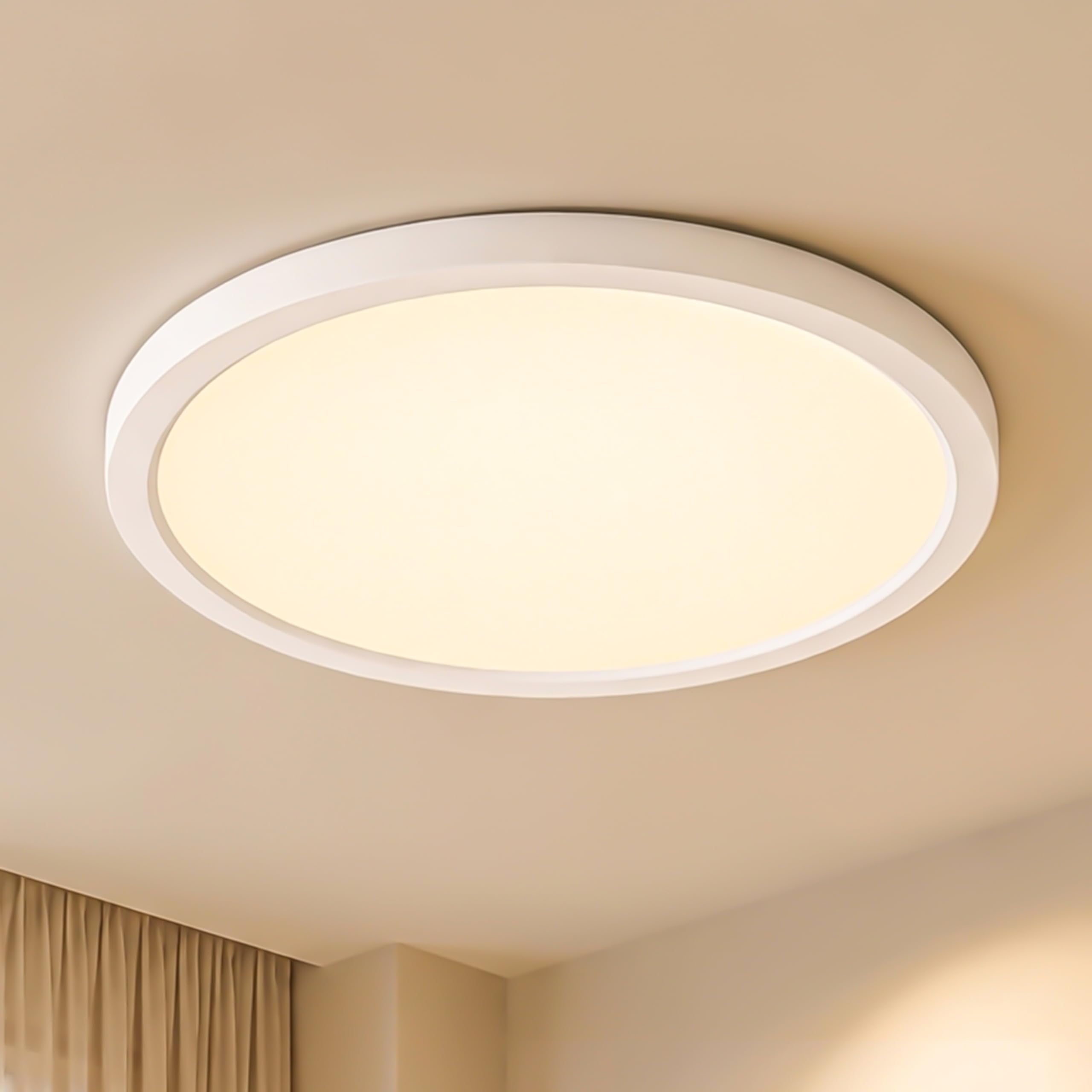 LQWELL® LED Plafoniera, IP44 Impermeabile Lampada da Bagno Rotonda Piatta 36W 4000K 3960LM Moderna Lampada Semplice Sottile per Soggiorno Camera da Letto Cucina Seminterrato Ufficio, 400 * 18mm