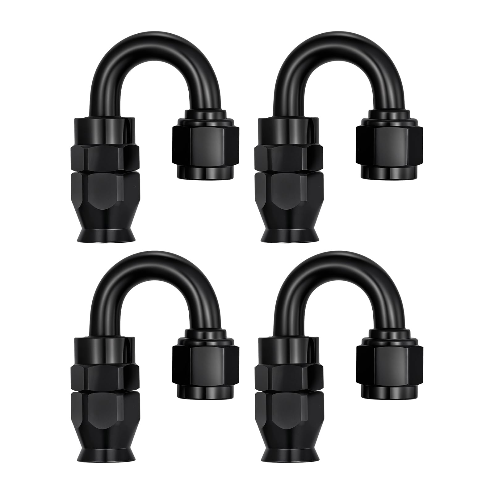 EVIL ENERGY 6AN PTFE Hose End Fitting 180 Degree Black for PTFE Hose Only 4PCS