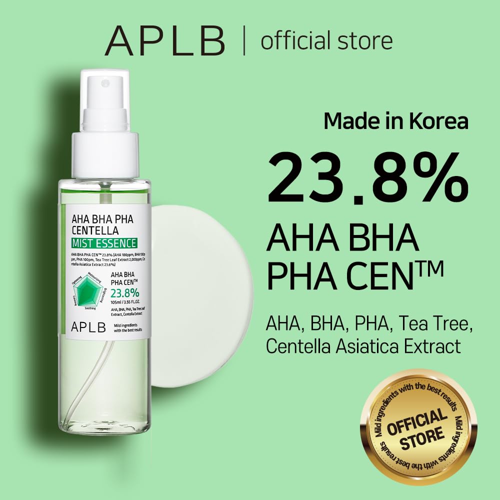 Amazon.com: APLB AHA BHA PHA Centella Mist Essence | AHA BHA PHA CEN 23.8% 3.55 FL.OZ/Korean Skincare, Exfoliant, Replenishing Moisture, Revitalize for Gentle and Improve Skin Texture : Beauty & Personal Care Amazon.com: APLB AHA BHA PHA Centella Mist Essence | AHA BHA PHA CEN 23.8% 3.55 FL.OZ/Korean Skincare, Exfoliant, Replenishing Moisture, Revitalize for Gentle and Improve Skin Texture : Beauty & Personal Care