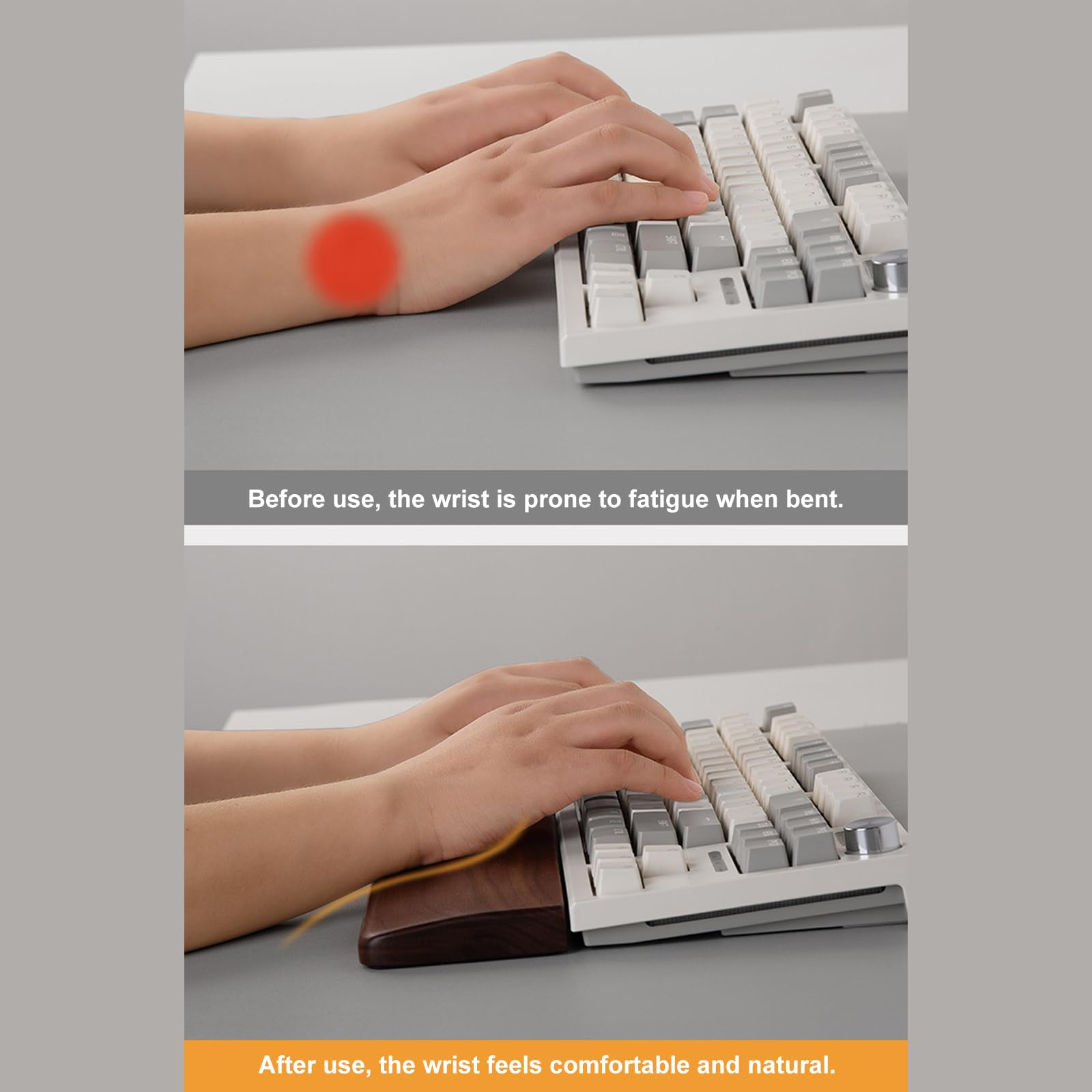 Juego de reposamuñecas de madera natural para teclado y palmas de mano para oficinas y uso doméstico