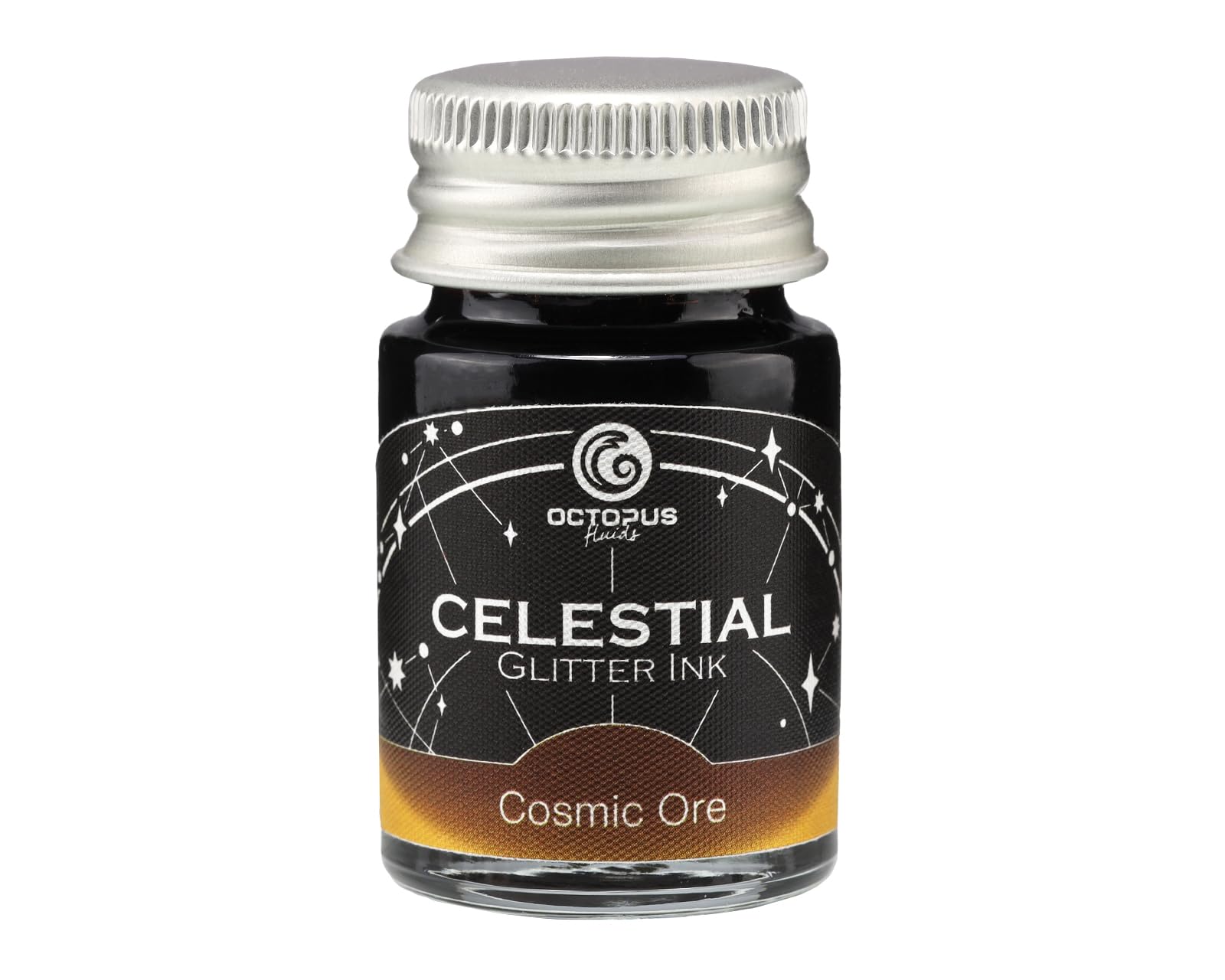 Octopus Cosmic Ore Shimmer Brown Copper Ink for Fountain Pen - Ink with Glitter - Celestial Collection - Inkwell 10 ml